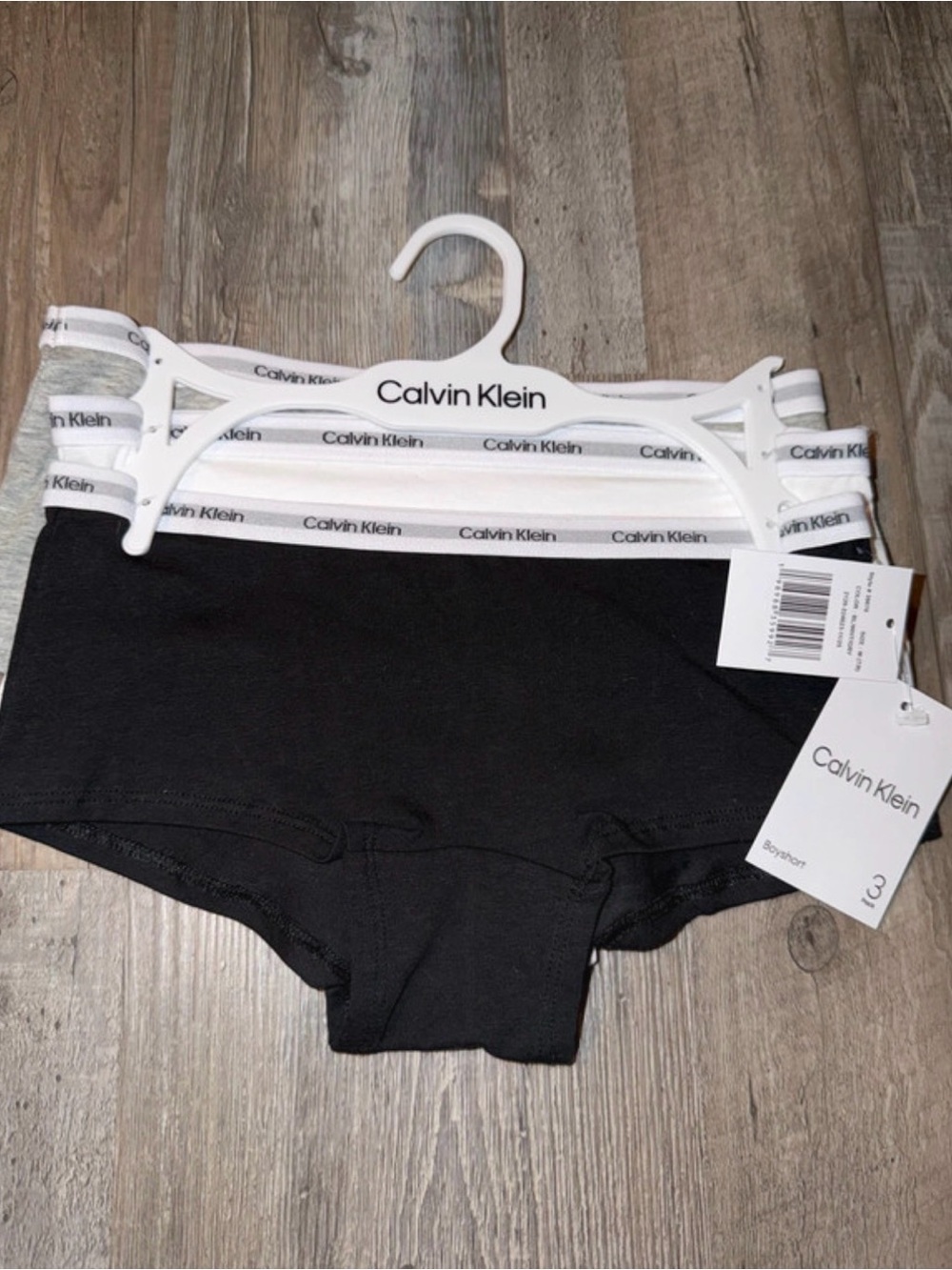 NWT Calvin Klein Kids Black Boyshorts with White Logo Waistbands